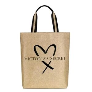 💕 NEW! Victoria's Secret Gold Glamour Glitter Tote 2017 Fashion Show NWT!